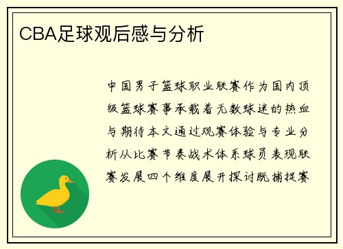CBA足球观后感与分析